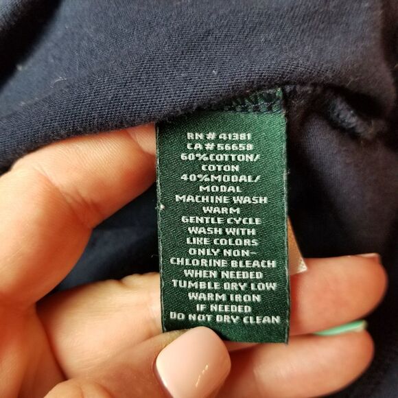 Ralph Lauren Navy Blue Button Accent T Lrg - Picture 8 of 8